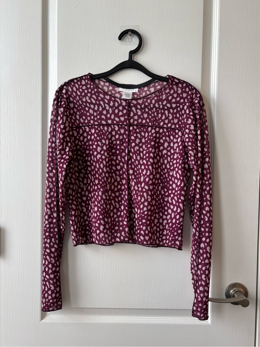 Long-Sleeve Burgundy Animal Print Top